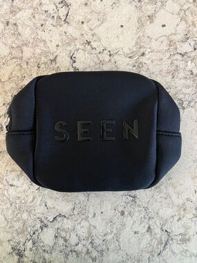 4/$14 New SEEN makeup cosmetic skincare bag, Black Neoprene